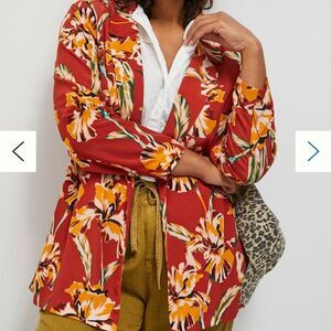 Daniel Rainn Roxana Floral Print Lined Blazer Jacket Open Front Women's Size 1X